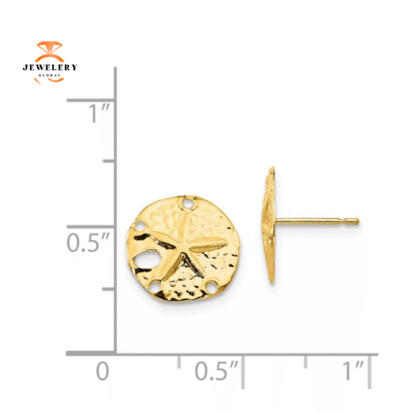 14KT YELLOW GOLD SAND DOLLAR EARRINGS - Image 2