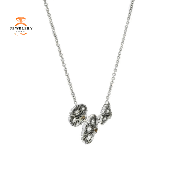 18KT Sethi Couture 3-Flower Diamond Necklace - Image 2