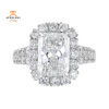 18KT White Gold 4.46 CTW Diamond Emerald Halo Ring