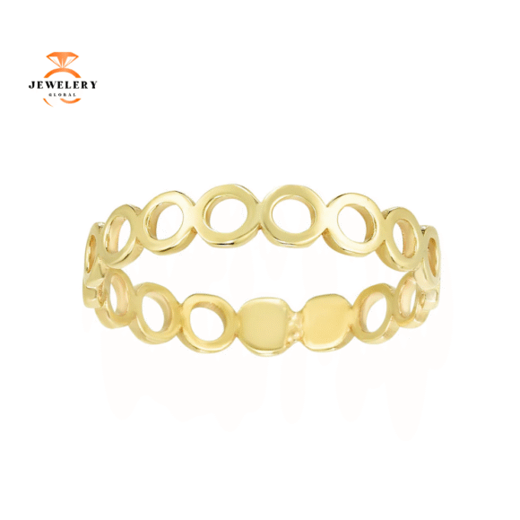 EMILIQUE 14 KARAT YELLOW GOLD OPEN CIRCLE STACKABLE RING