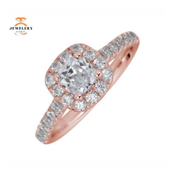 JULEVE 14KT GOLD 1 CTW DIAMOND CUSHION HALO RING - Image 5