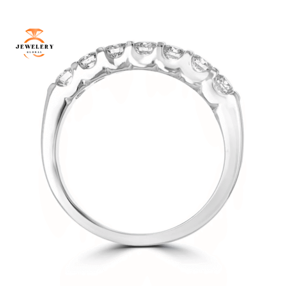 14KT White Gold 1/2 CTW Round Diamond Seven Stone Band - Image 3