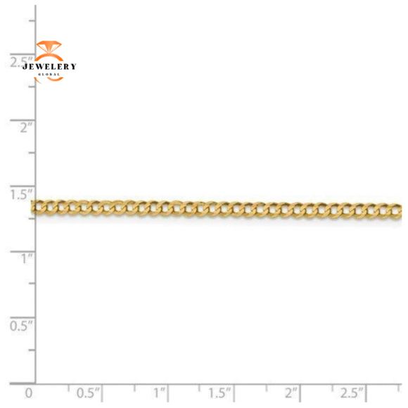 14KT YELLOW GOLD 3.1MM LIGHTWEIGHT FLAT MIAMI CUBAN CHAIN - 4 LENGTHS - Image 3