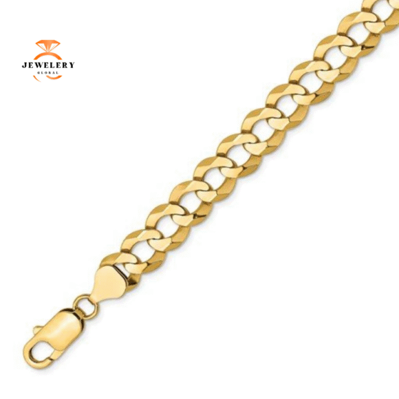 14KT YELLOW GOLD 9.4MM LIGHTWEIGH FLAT FIGARO CUBAN BRACLET