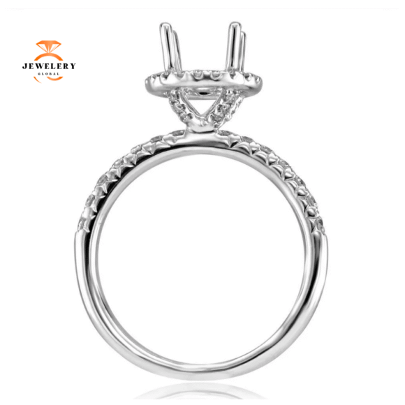 14KT White Gold 1/2 CTW Diamond Halo Setting for 1-1.25 CT Round - Image 2