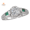 18KT 5/8 CTW Tsavorite & 1/6 CTW Diamond Setting for 1 CT Round