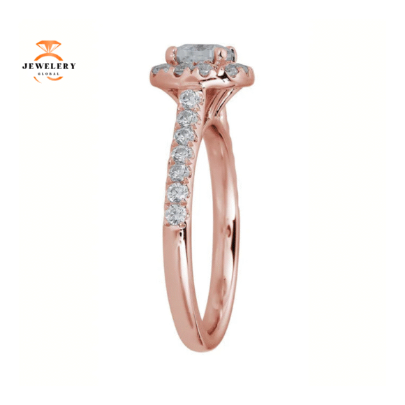 JULEVE 14KT GOLD 1 CTW DIAMOND CUSHION HALO RING - Image 6