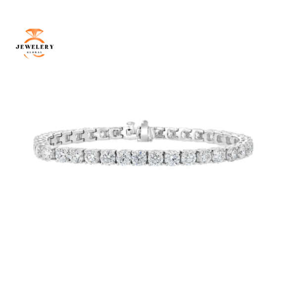 14KT WHITE GOLD 12.50 CTW ROUND DIAMOND 4 PRONG TENNIS BRACELET
