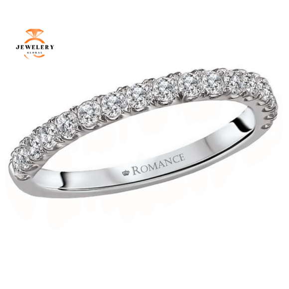 14KT WHITE GOLD 3/8 CTW DIAMOND 17 STONE BAND