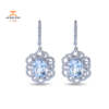 14KT WHITE GOLD 6.78CTW AQUAMARINE & 1.23CTW DIAMOND DROP EARRINGS