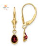14KT YELLOW GOLD 1.00 CTW PEAR SHAPE GARNET DROP EARRINGS