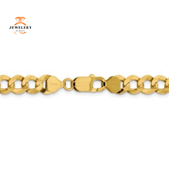 14KT YELLOW GOLD 9.4MM LIGHTWEIGH FLAT FIGARO CUBAN BRACLET - Image 2