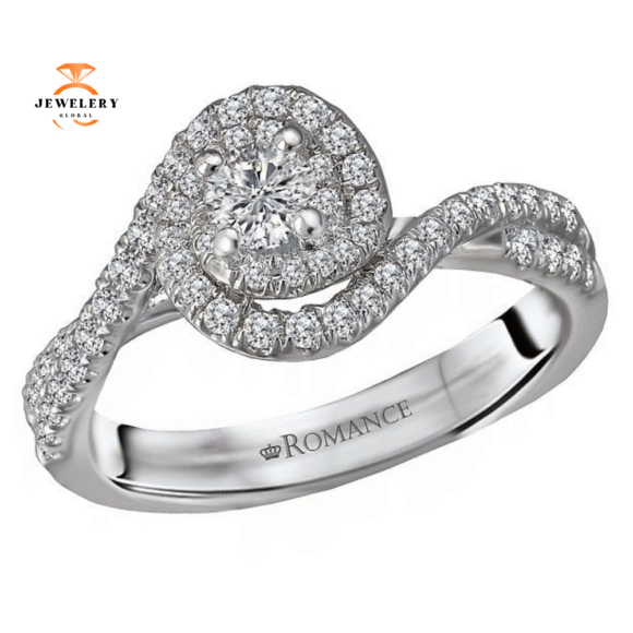14KT WHITE GOLD 1/2 CTW ROUND DIAMOND SWIRL RING