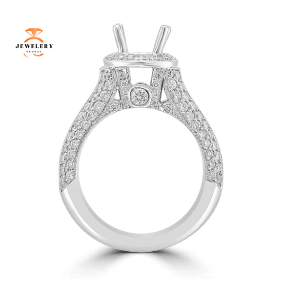 18KT White Gold 2.13 CTW Diamond Halo Setting for 1 CT Round - Image 2