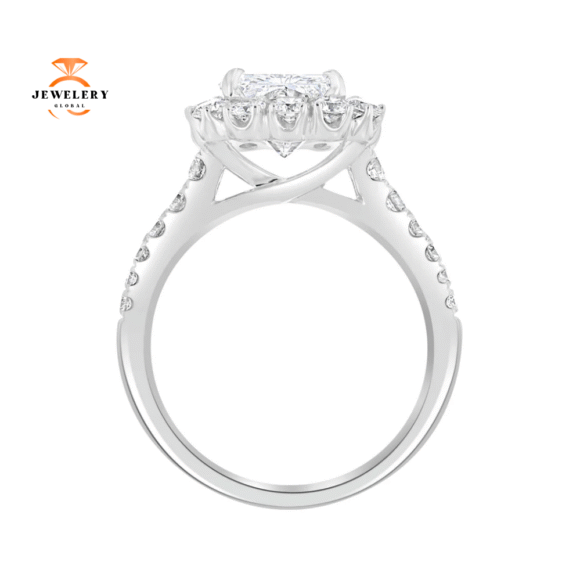 18KT White Gold 4.46 CTW Diamond Emerald Halo Ring - Image 3