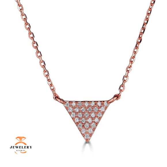 Emilique 14KT Gold 1/10 CTW Diamond Triangle Necklace