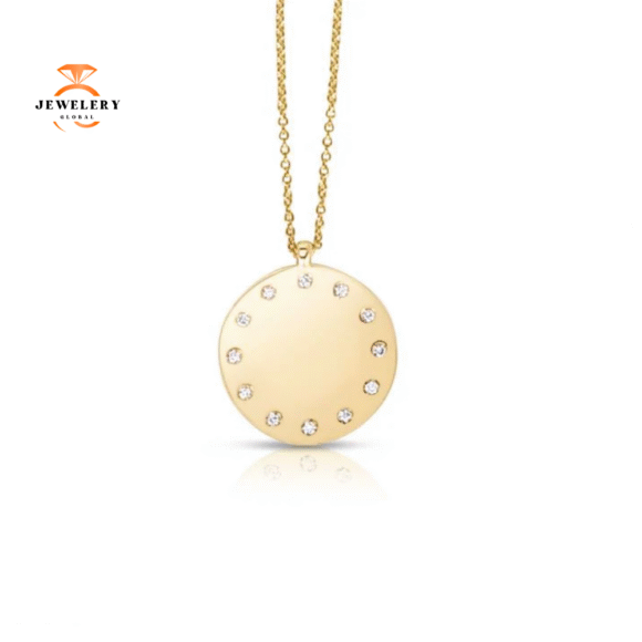 EMILIQUE 14KT YELLOW GOLD SMALL DIAMOND DIAL NECKLACE