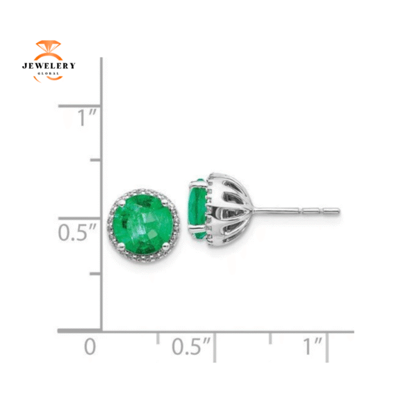 14KT WHITE GOLD 2.20 CTW EMERALD & .14 CTW DIAMOND HALO EARRINGS - Image 2
