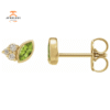 14KT YELLOW GOLD 0.16 CTW PERIDOT & 0.05 CTW DIAMOND EARRINGS