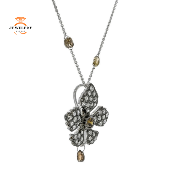18KT Sethi Couture Leaf Drop Pendant - Image 2