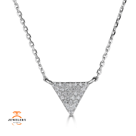 Emilique 14KT Gold 1/10 CTW Diamond Triangle Necklace - Image 2