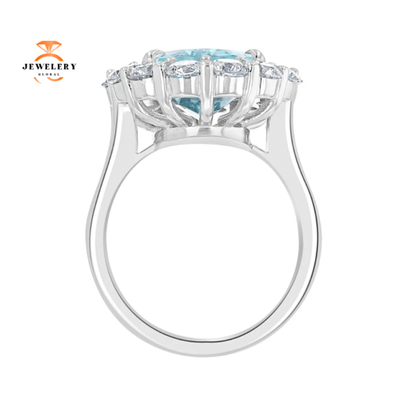 Juleve 5.92 CT Paraiba Tourmaline & 2.46 CTW Diamond Halo Ring - Image 3