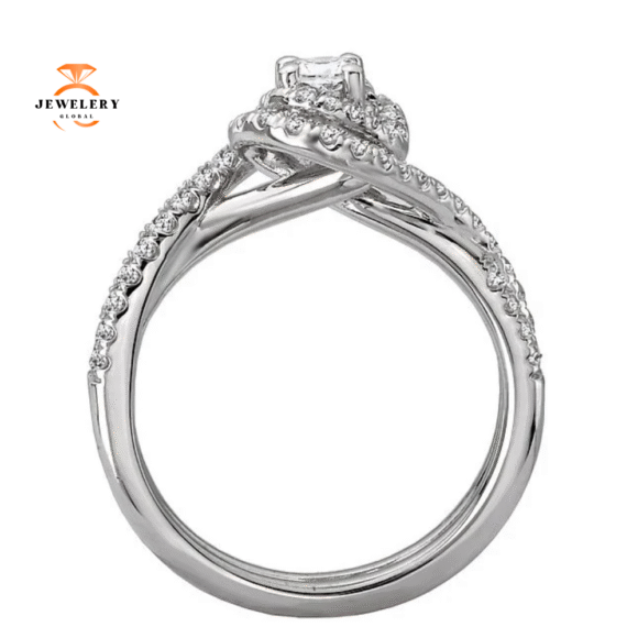 14KT WHITE GOLD 1/2 CTW ROUND DIAMOND SWIRL RING - Image 2