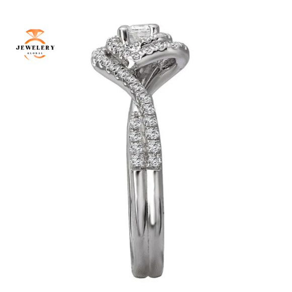 14KT WHITE GOLD 1/2 CTW ROUND DIAMOND SWIRL RING - Image 3