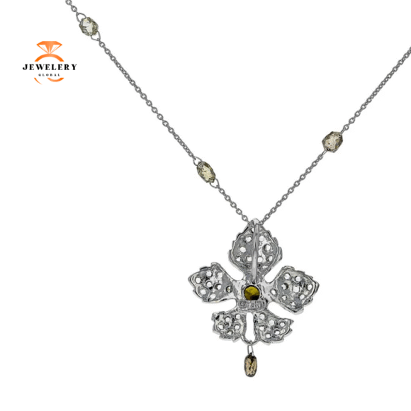 18KT Sethi Couture Leaf Drop Pendant - Image 3