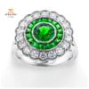 18KT WHITE GOLD 2.20CT TSAVORITE & 0.72CTW DIAMOND SCALLOPED RING