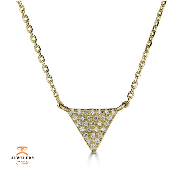 Emilique 14KT Gold 1/10 CTW Diamond Triangle Necklace - Image 3