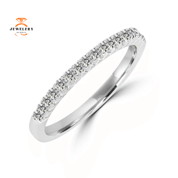 14KT WHITE GOLD 1/5 CTW DIAMOND FRENCH PAVE BAND - Image 2
