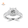 14KT White Gold 6/10 CTW Halo Diamond Setting For 1 CT Round