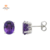 14KT WHITE GOLD OVAL AMETHYST EARRINGS