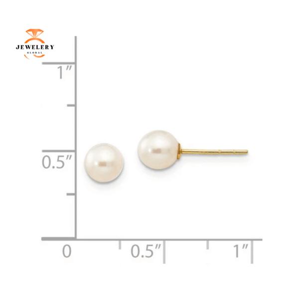 14KT YELLOW GOLD 5MM CULTURED PEARL EARRINGS - Image 2