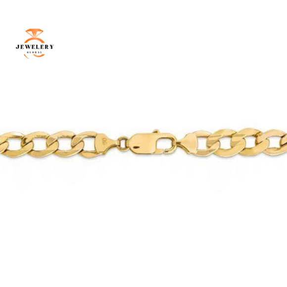 14KT YELLOW GOLD 9MM SEMI SOLID CURB CHAIN NECKLACE - 4 LENGTHS - Image 2