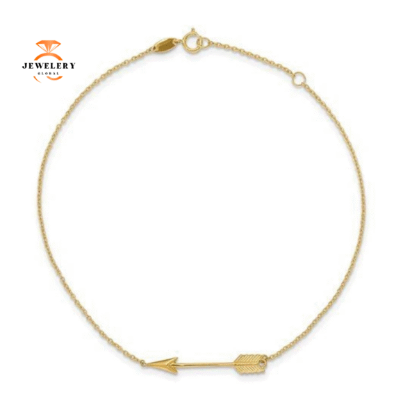 14KT YELLOW GOLD POLISHED ARROW ANKLET