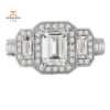 18KT 7/8 CTW Diamond 3 Stone Halo Setting for 1/2 CT Emerald