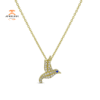 EMILIQUE 14KT GOLD 0.10CTW ROUND DIAMOND HUMMINGBIRD NECKLACE