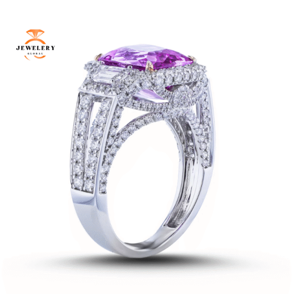 JULEVE 18KT WHITE GOLD 5.27CT IMPERIAL TOPAZ & 0.86CTW DIAMOND HALO RING - Image 2