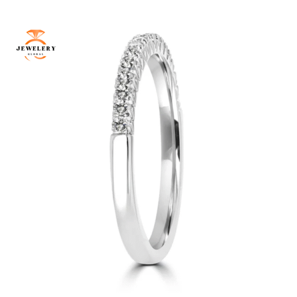 14KT WHITE GOLD 1/5 CTW DIAMOND FRENCH PAVE BAND - Image 3