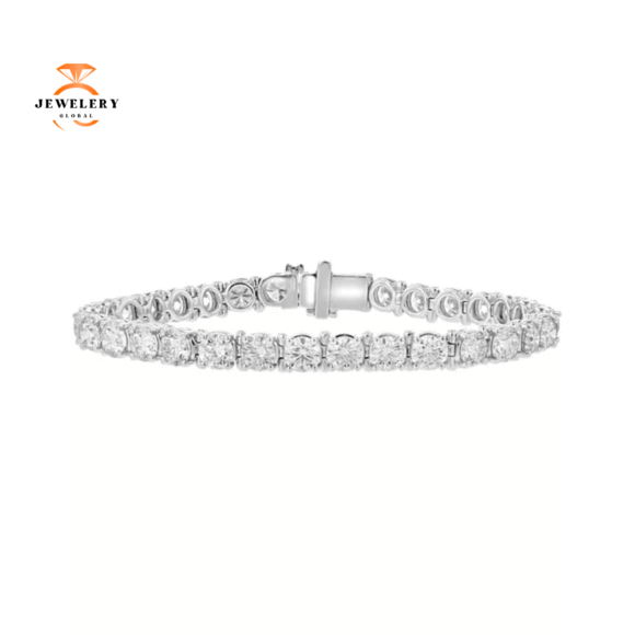 14KT WHITE GOLD 13.29 CTW ROUND DIAMOND TENNIS BRACELET