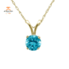 14KT YELLOW GOLD 1/2 CT ROUND SWISS BLUE TOPAZ NECKLACE