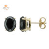 14KT Yellow Gold Oval Black Onyx Earrings