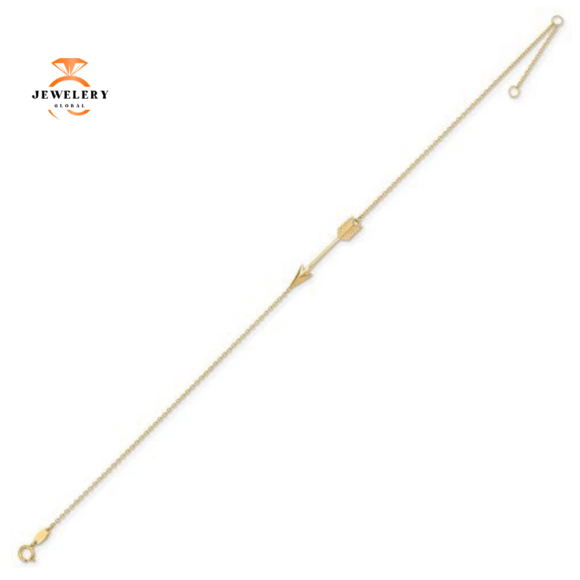 14KT YELLOW GOLD POLISHED ARROW ANKLET - Image 2