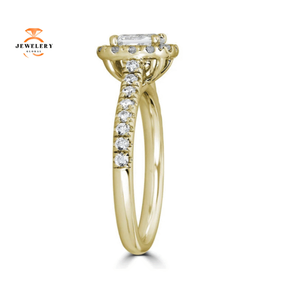 JULEVE 14KT GOLD 1.00 CTW DIAMOND EMERALD HALO RING - Image 4