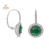 Juleve 2.34 CTW Emerald & 1.16 CTW Diamond Halo Drop Earrings