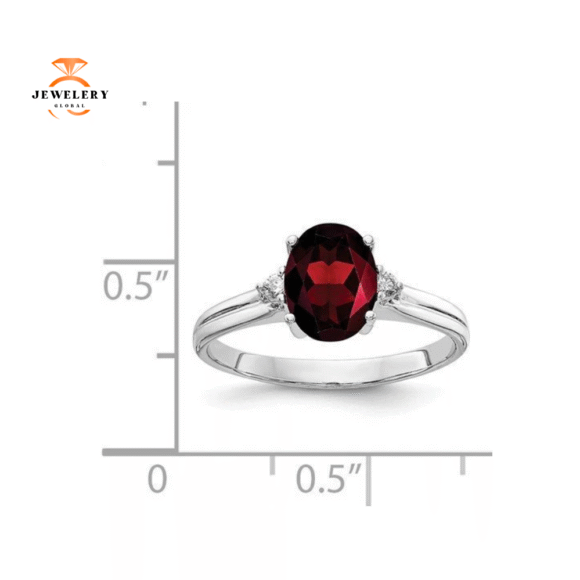 14KT WHITE GOLD 1.25 CT GARNET & .04 CTW DIAMOND RING - Image 2
