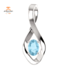 14KT WHITE GOLD OVAL AQUAMARINE INFINITY PENDANT