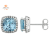 14KT WHITE GOLD SKY BLUE TOPAZ AND DIAMOND EARRINGS